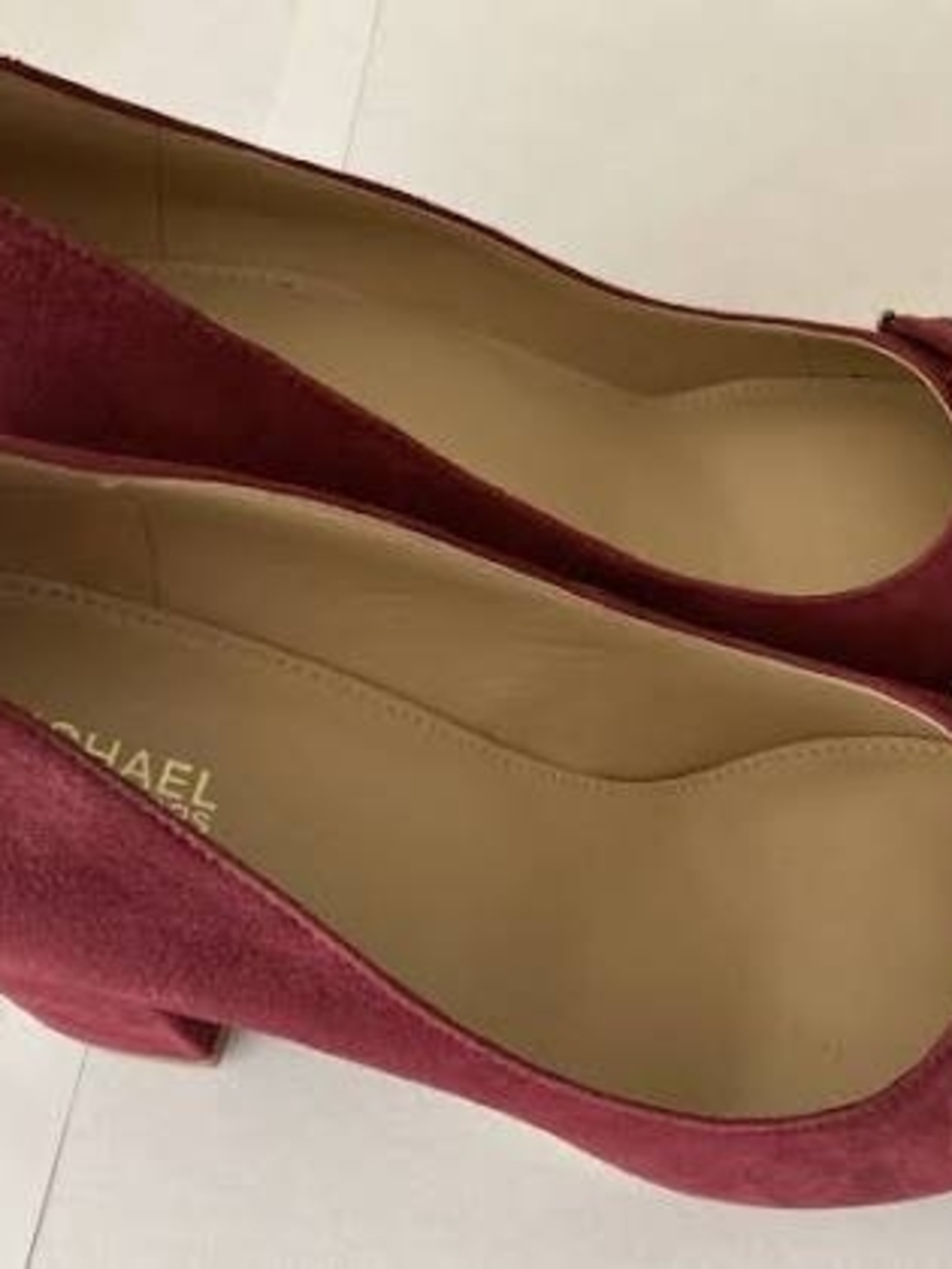 Michael Kors Women's Burgundy Suede Block Heel Pumps
